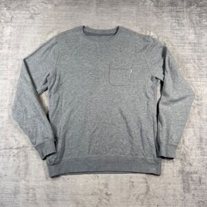 Vuori Sweatshirt Mens Large Gray Reversible Striped Pocket Crew Neck Pullover